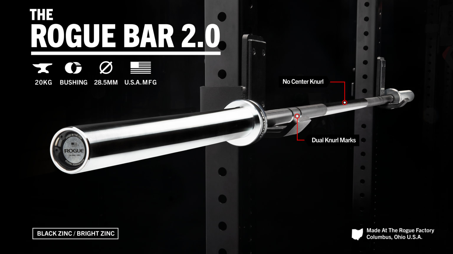 The Rogue Bar 2.0 Black Zinc Rogue Fitness GB